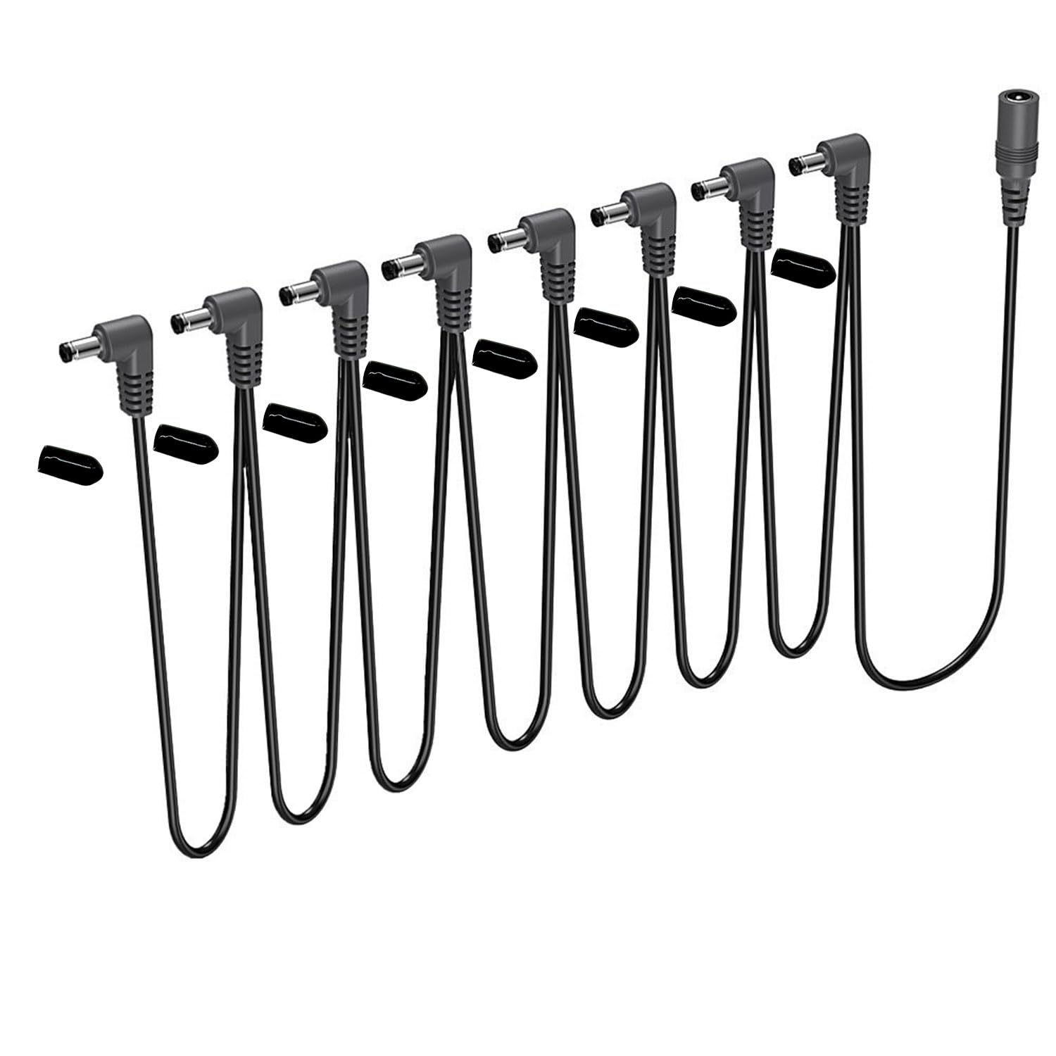 UpperFu 1 to 8 Ways 9V DC Daisy Chain Power Supply Splitter Adapter Cable Cord/Leads Right Angle Plug for Guitar Effects Pedal