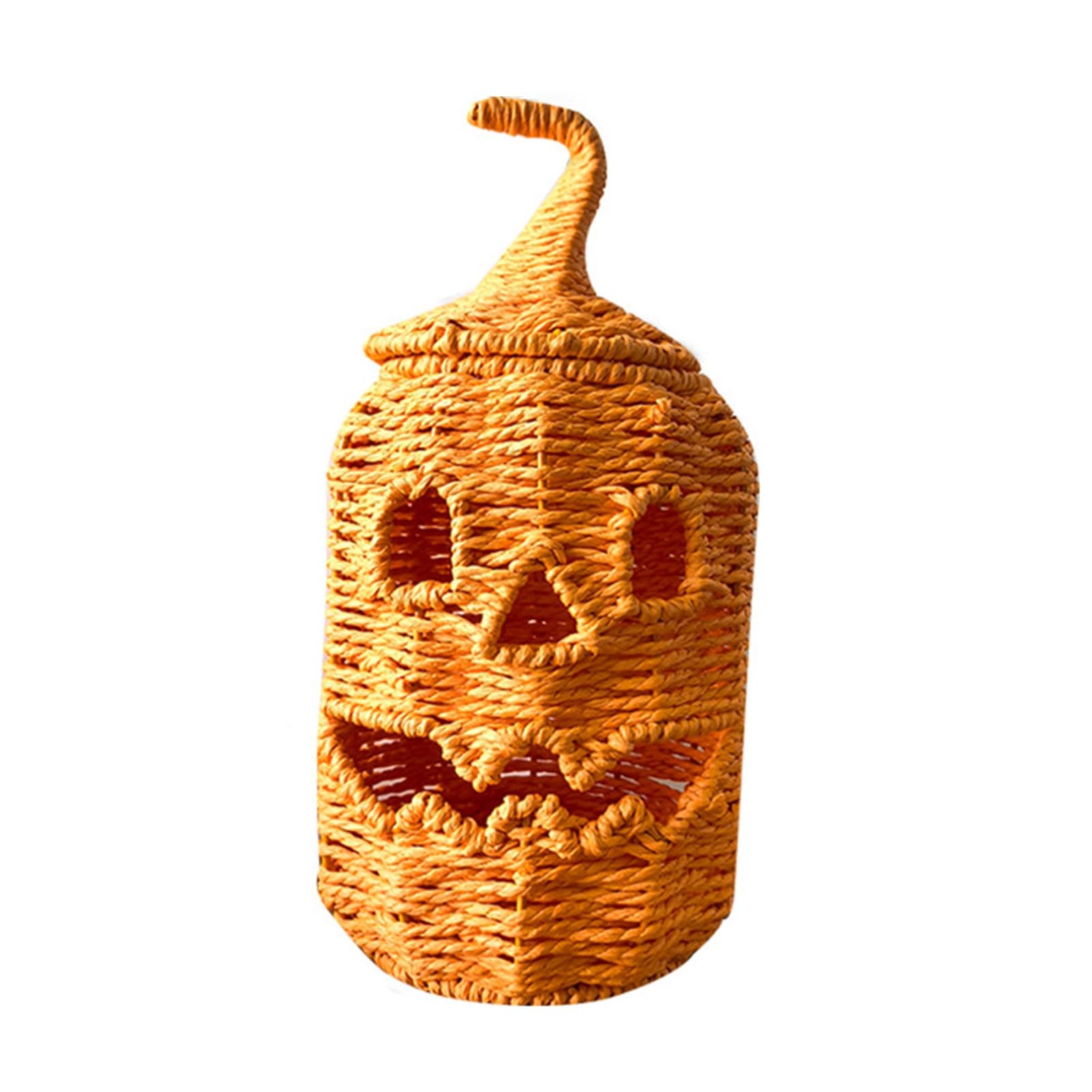 Pasisuu Halloween Pumpkin Lantern Decorations – Woven Straw Pumpkin Basket with Lid, Decorative Storage Centerpiece for Fall Window Display [object Object] [object Object]