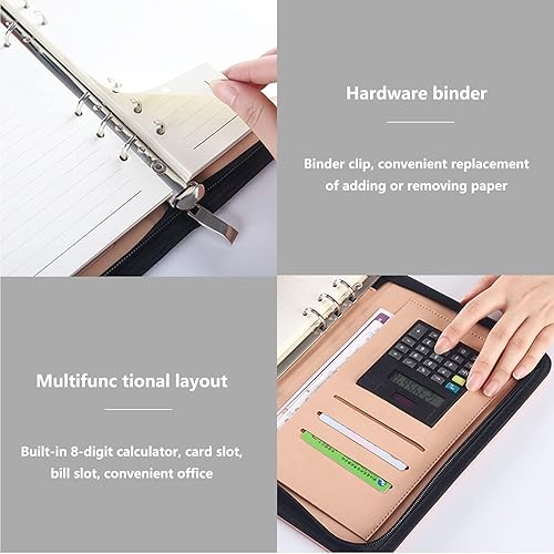 Miniatura 5 de Padfolio - Cuaderno de negocios A5 multifuncional carpeta de documentos para conferencias agenda con cremallera organizador de archivos personal