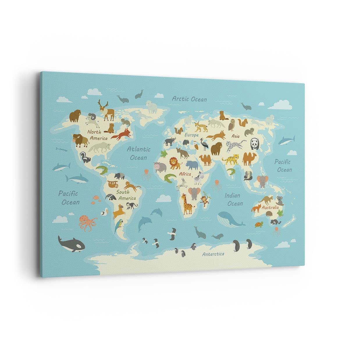 Cuadros Decoracion Salon Animales El Mundo Mapa Lienzos decorativos 120x80cm Cuadro Sobre Lienzo Moderno Dormitorio Cocina Cuadros Pared Imágenes Wall Art Prints Decor Canvas Grande XXL AA120x80-4860