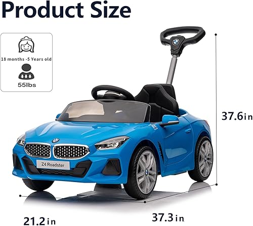 Miniatura 8 de Voupou Auto de empuje para niños pequeños de 1 a 5 años, automóvil de empuje BMW Z4 con licencia oficial BMW Z4 con varilla de empuje ajustable,