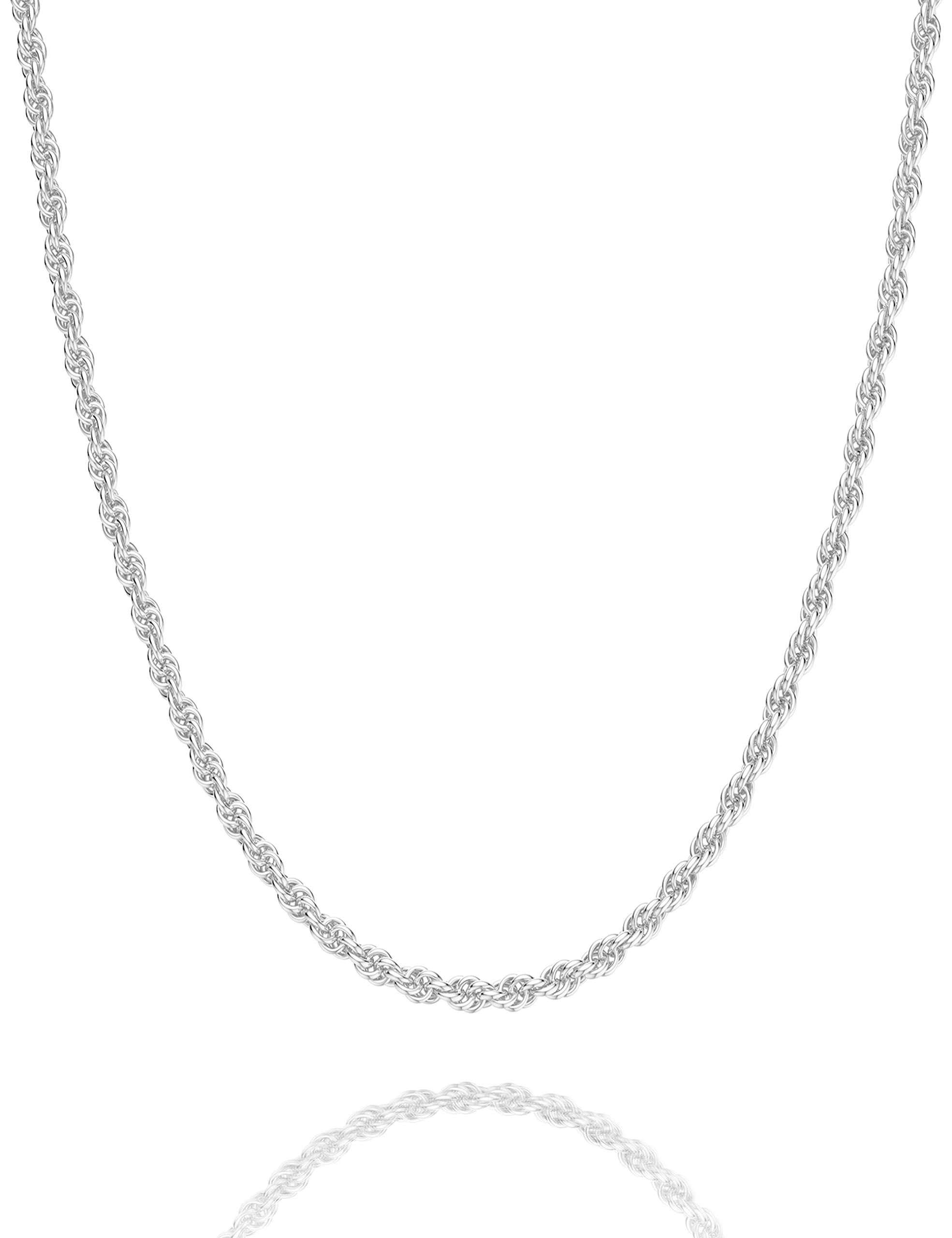 925 Sterling Silver Rope Chain Lobster Clasp 2/2.5/3/4/5mm Gold Plated/Silver Chain for Men Women Silver Necklace Chain 16/18/20/22/24/26/30 Inches