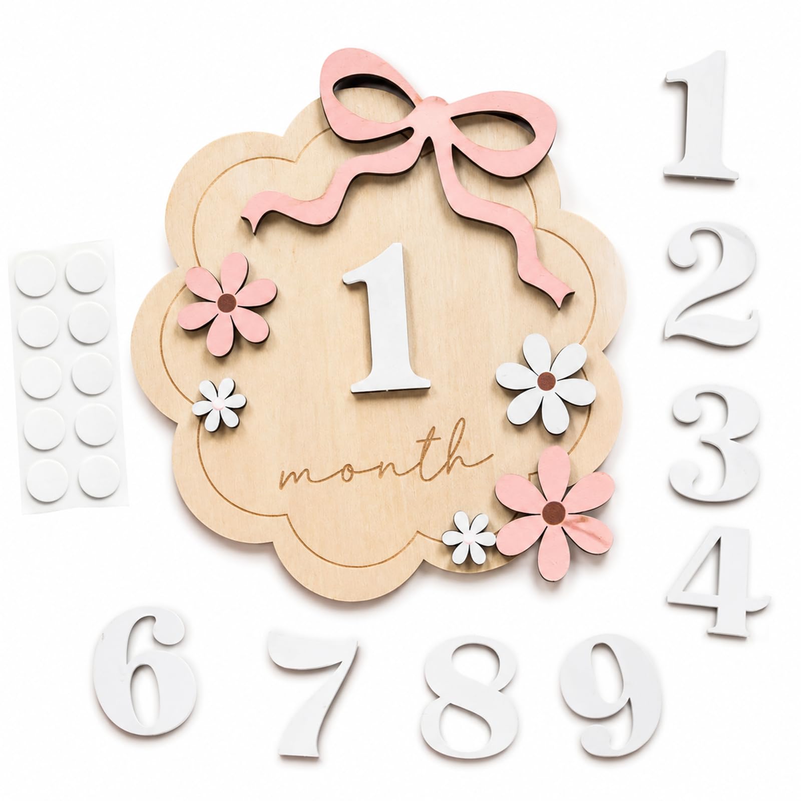 Flower-Styled Milestone Baby Cards with Replaceable Number Milestone Cards