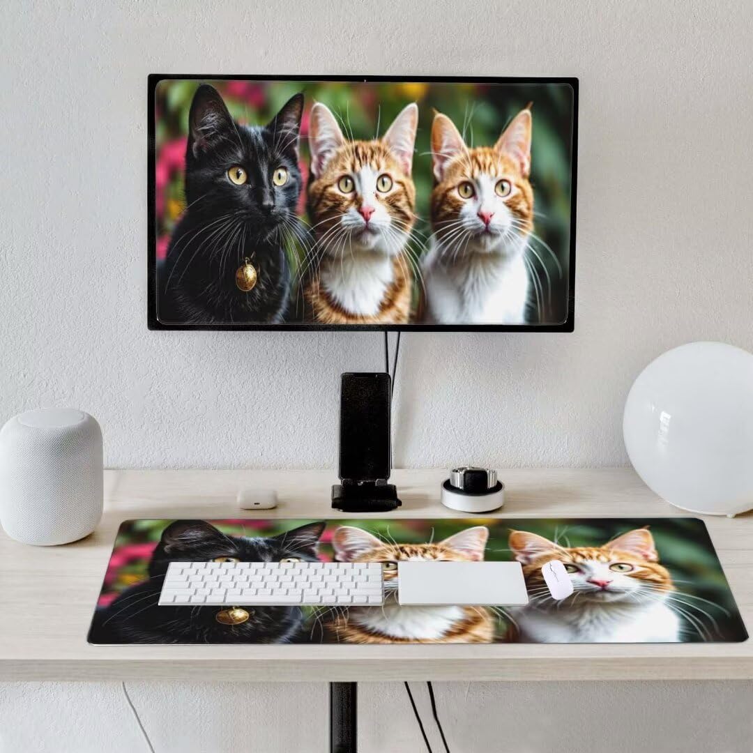 Gaming Mauspad Tier Katze Mauspad, Mousepad XXL 1400x600 mm, Mauspad Gaming Zubehör mit Anti Rutsch Basis Mouse Pad Wasserdicht und Langlebig Gaming Zubehör für Home Office Zimmer Deko S-3302