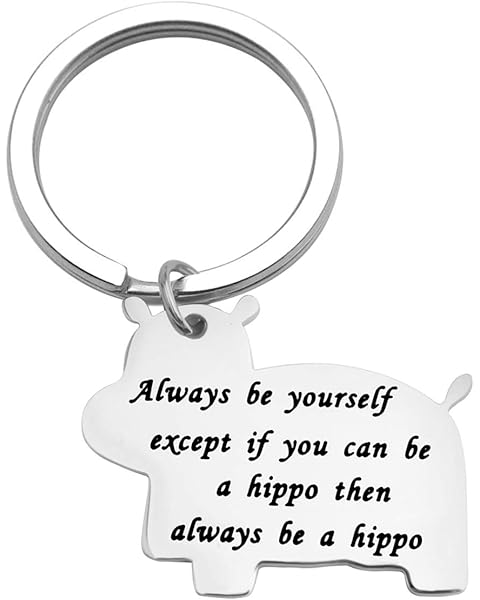 Hippo Keychain Inspirational Gift For Son Encouragement Jewelry Always Be Yourself
