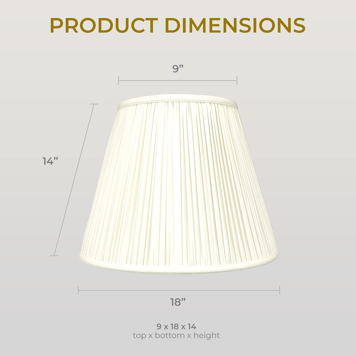 Royal Designs, Inc. Set of 2 Deep Empire Gather Pleat Basic Lamp Shade, 9 x 18 x 14 inch (Top x Bottom x Height), Eggshell, 2 Pack