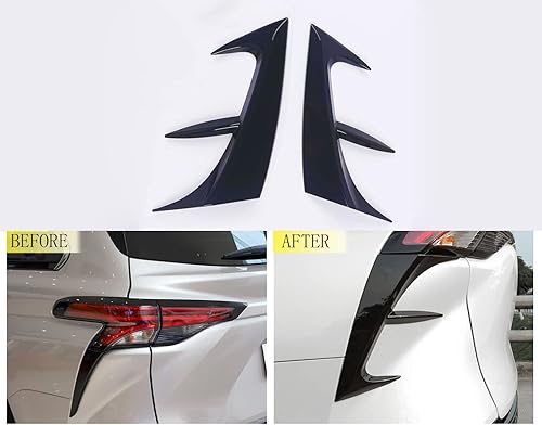 Miniatura 2 de TUBAIZAI Accesorios de automóvil para luz trasera trasera lateral, calcomanía decorativa para Toyota Sienna 2021-2023 ABS 2 piezas (estilo negro