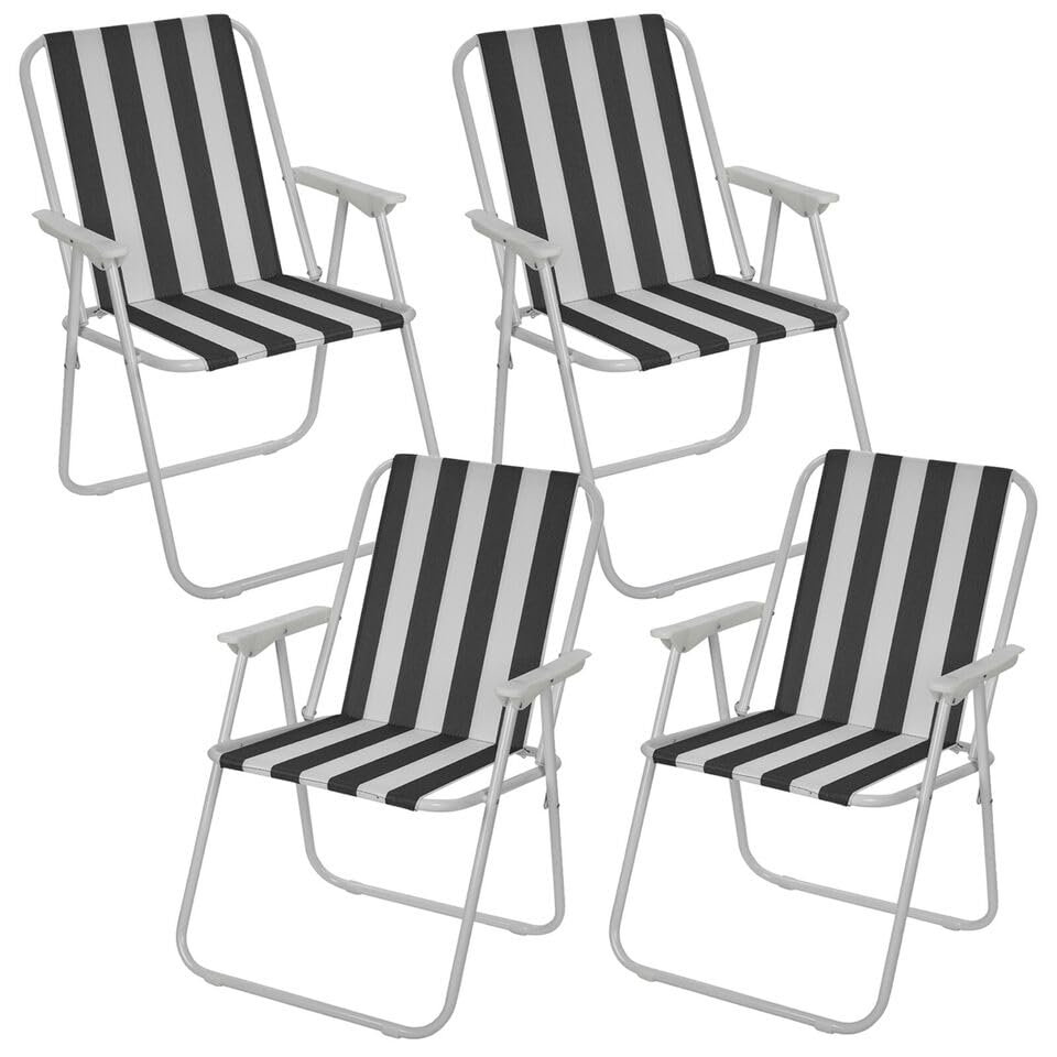URBNLIVING Garden Patio Metal Folding Spring Deck Chairs Are Perfect For Camping, Beach Picnics, and Outdoor Gatherings
