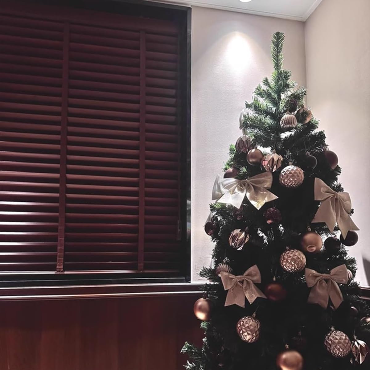 Faux Wood Blinds 2 inch Cordless Window Shades Custom Size Wide 20" 24" 34" 44" 48" 60" 64" 70" Light Filtering Horizontal Window Blinds for Home Living Room and Bedroom(Mahogany)
