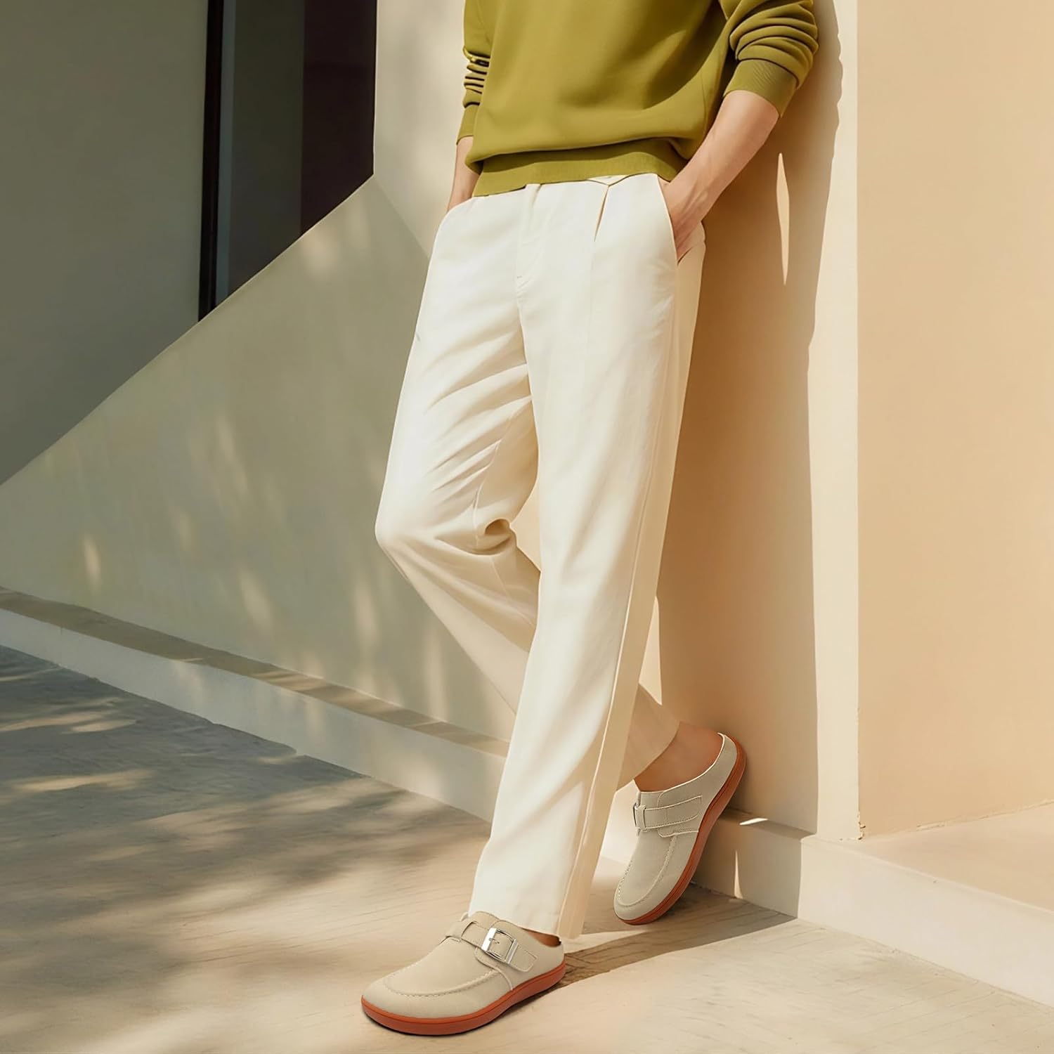 JOINFREE Mens Wide Suede Clogs Diabetic Mules for Swollen Edema Comfort Slip on Clog Slippers Zero Drop Potato Shoes with Non-Slip Soles Indoor & Outdoor Use - Image 2