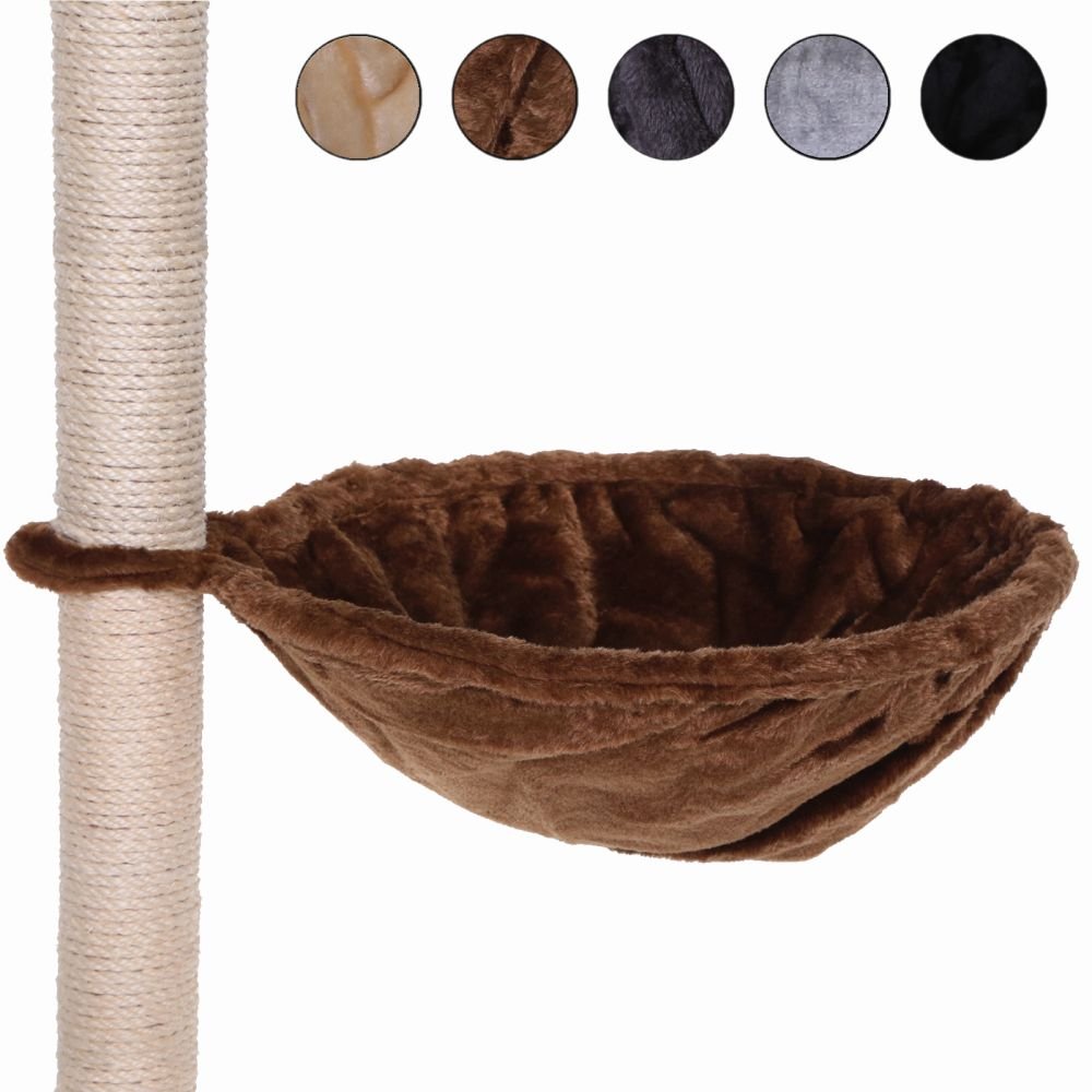 liontoLying Trough Made of Soft Plush for Scratching Post, Ø 15,7 in, 5,9 in deep, Cozy Sleeping Trough for Any cat Tree with M8 Thread, Sturdy Metal Frame for Small and Large Cats, Brown