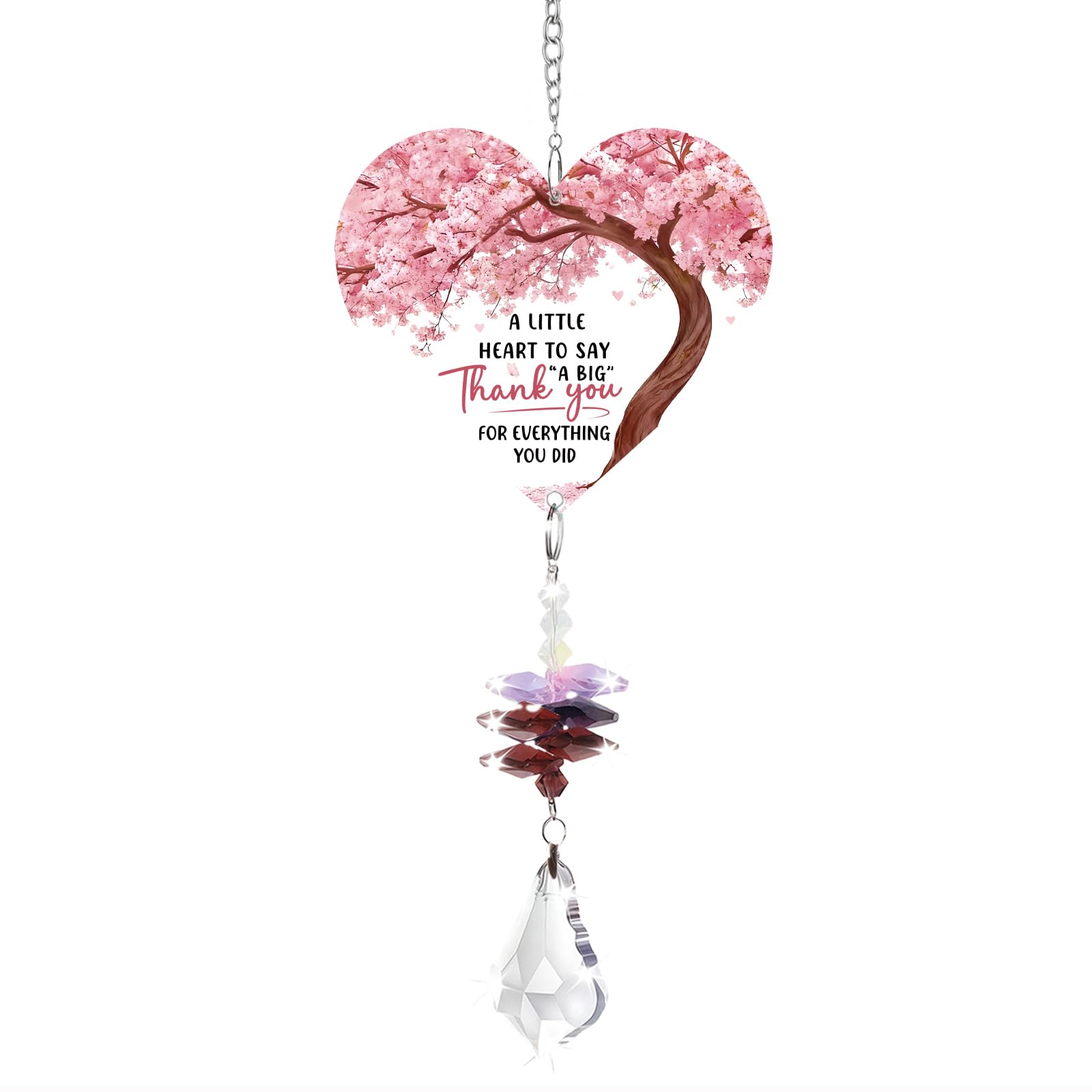 Thank You Gift，Heart Shape Crystal Suncatcher,Thank You Gifts For Women, for Teacher Gifts, Retirement Leaving Colleagues Friend Family Nurse for Christmas Graduation Gift