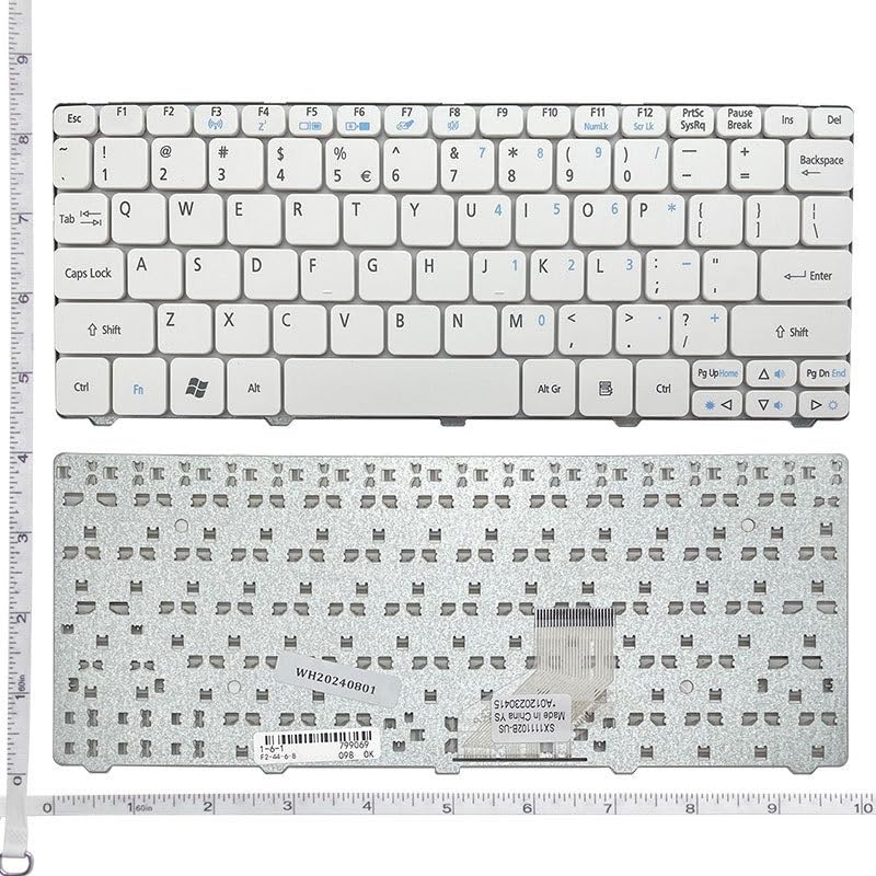 US/UK/RU/BR/SP/FR Keyboard for Acer for D255 D256 D257 D260 D270 D271 N55C ZH9 ZE6 E350 ONE 522 533 532G 532H 521 AO522 eMD350 EM350 Easy to Replace(US White)