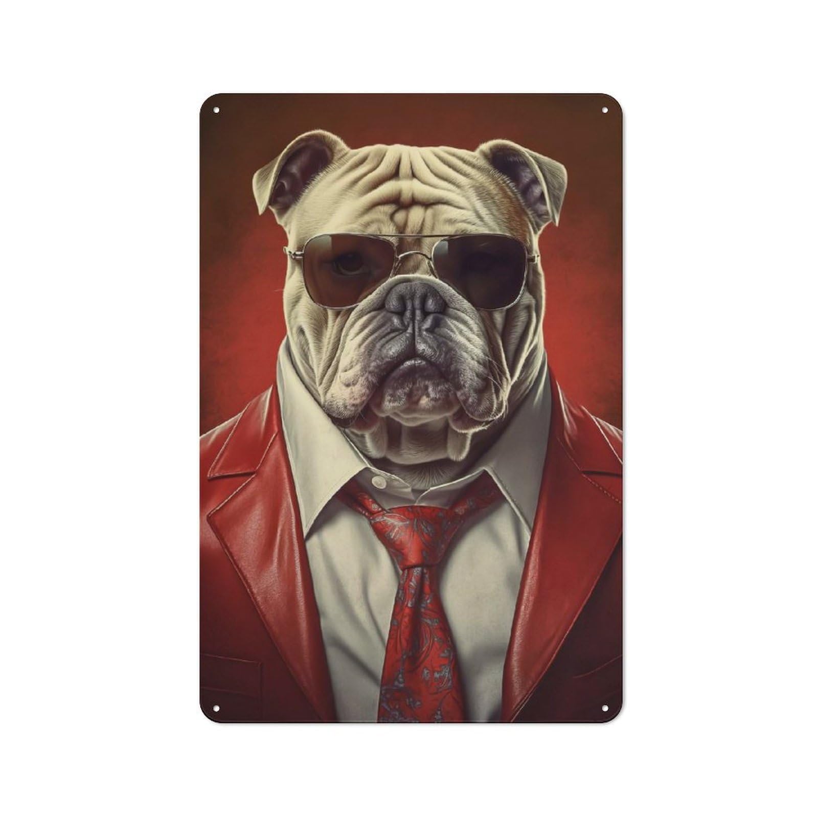 Junmoney Gangster Bulldog Decorative Tin Sign With Design 30X20cm, Nostalgic Old Style Wall Plaque For Living Room, Hallway, Kitchen Or Cafe