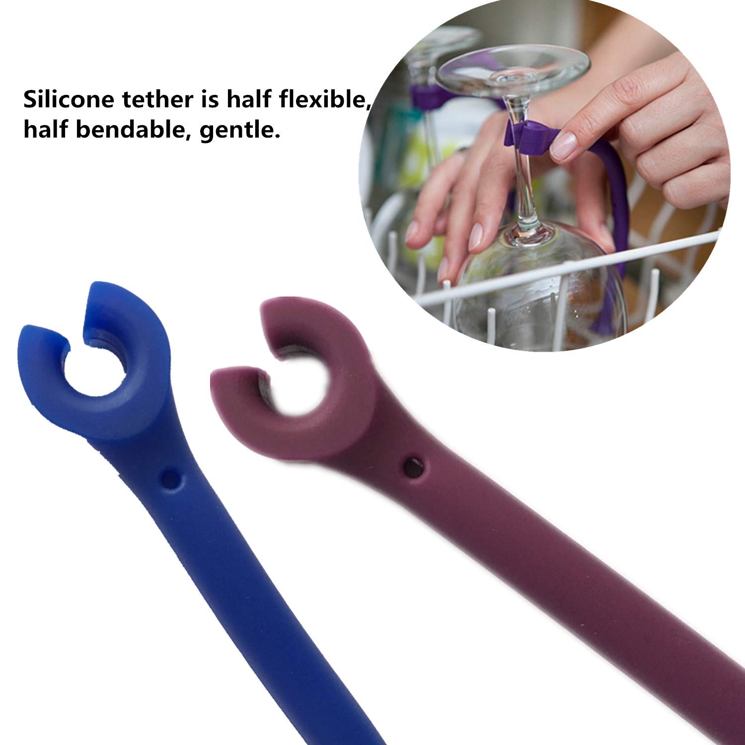 JinYu Set da 24 Calici per Lavastoviglie - Protezione per Calici da Vino, Attacco Universale 28 cm, 24 cm, 21 cm, 17 cm, 11,5 cm