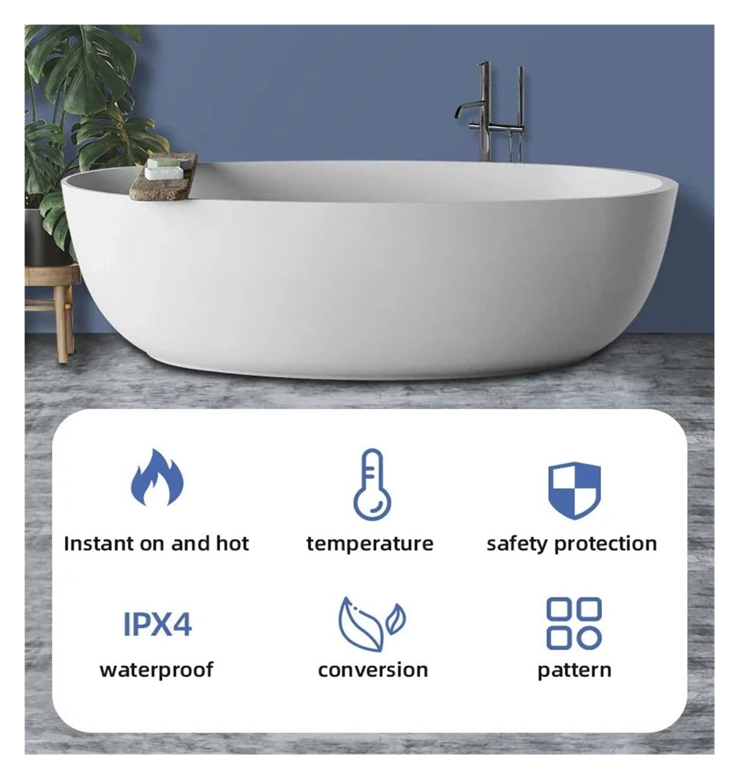 Scaldabagno Elettrico, Scaldabagno Istantaneo Senza Serbatoio for Bagno, Scaldacqua Elettrico Istantaneo da 5,5 KW con Protezione Automodulante E Surriscaldamento
