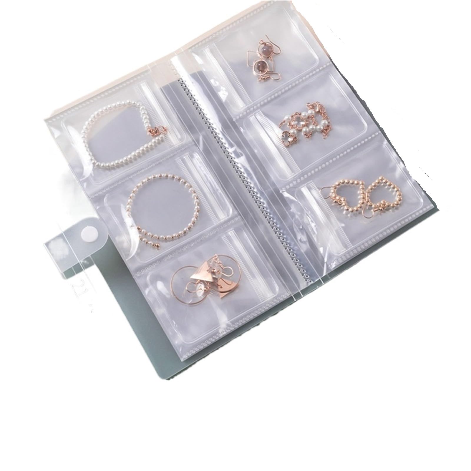 HUWOYG Transparent Jewelry Storage Bag Albums Necklace Earring Ring Book Holder Portable Travel Organizer Booklet For Rings Necklace(Color2)
