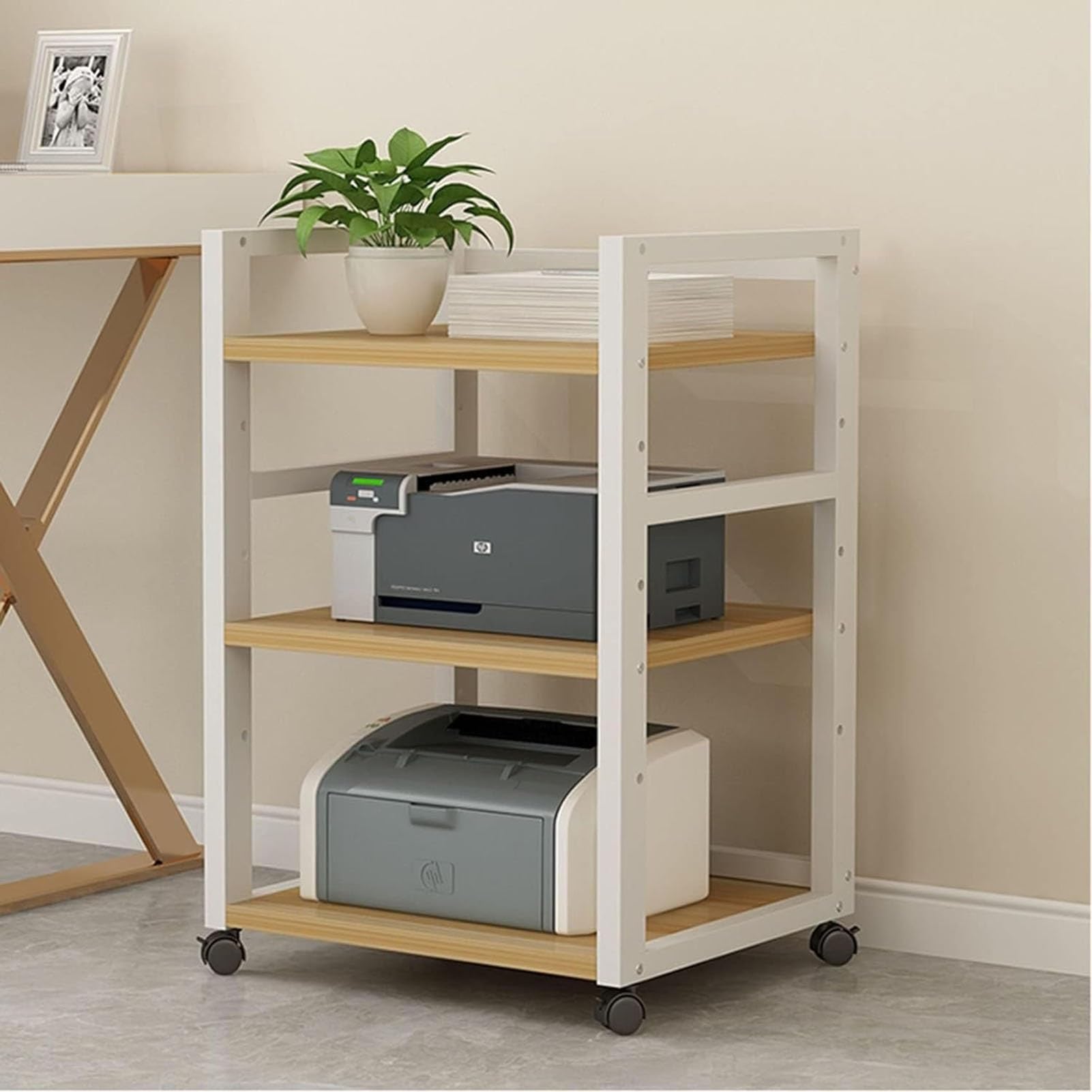 HOFSSI Metal Steel Frame Amplifier Rack - 3-Tier Media Stand for Home Theatre, CD Cabinet, Modern AV Cabinet, Entertainment Stereo Component Storage (Color : A)