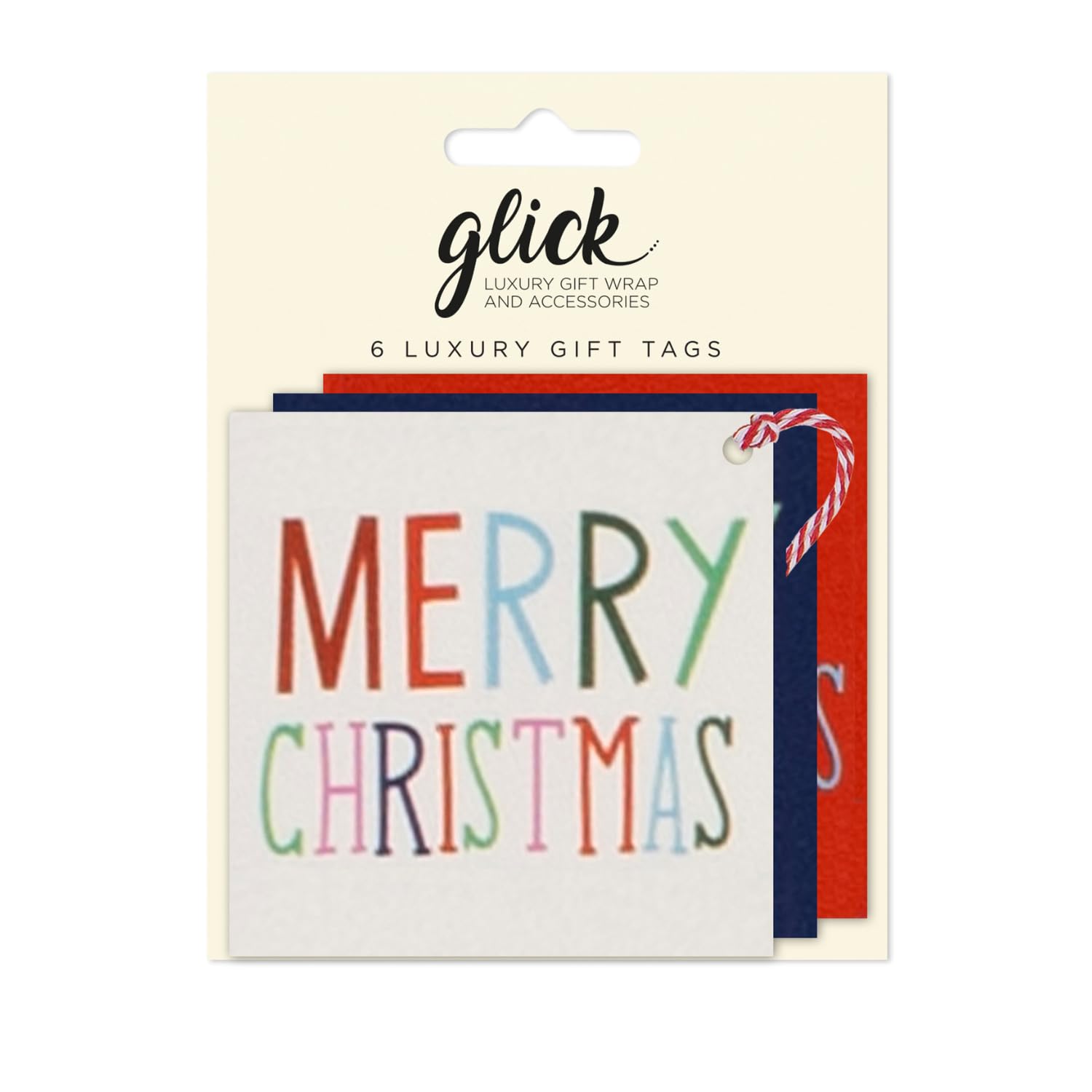 Glick Multi-Coloured Christmas Gift Tags, Christmas Greetings, Pack Of 6, Fully Recyclable