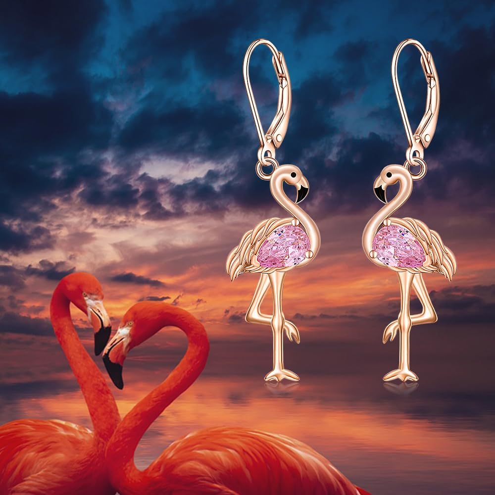 Flamingo Earrings for Women Sterling Silver Pink Flamingo Dangle Earrings Cute Bird Jewelry Summer Holiday Christmas Gifts - Image 8