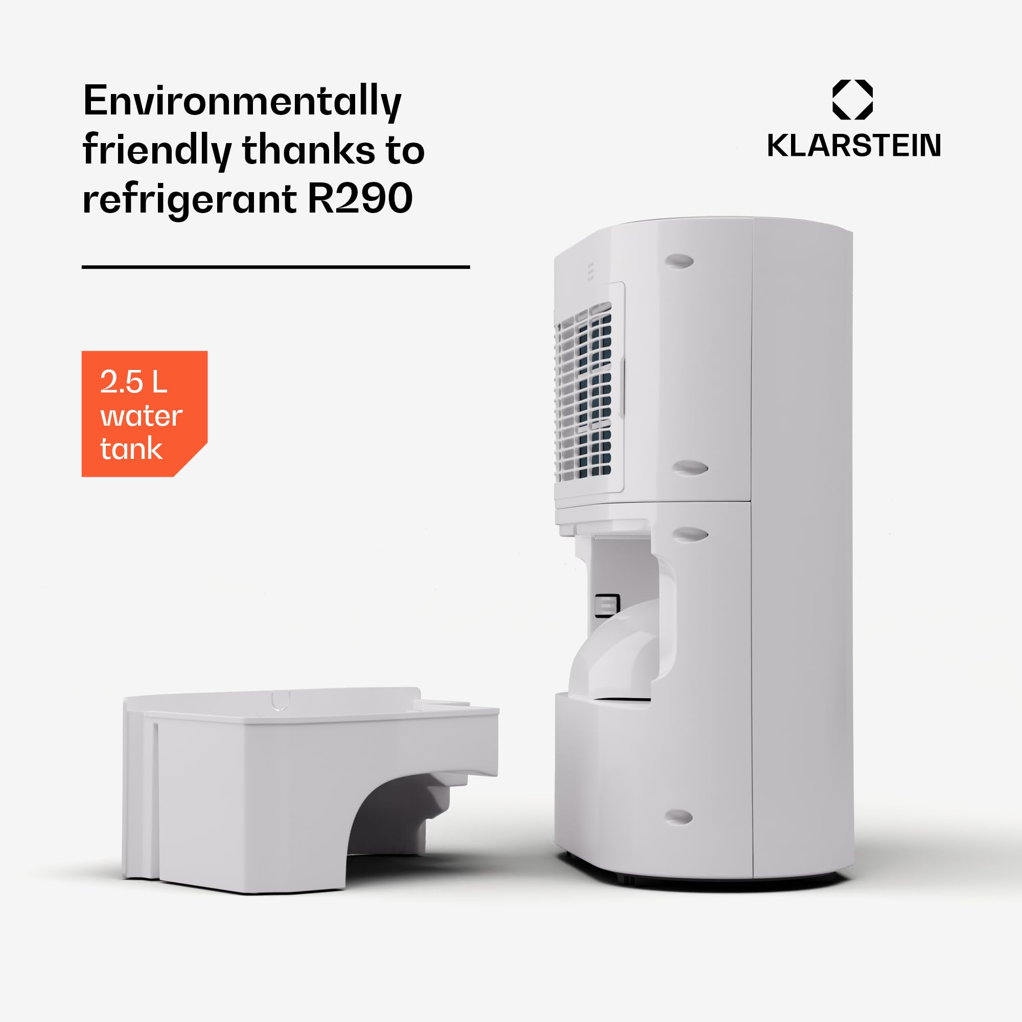 Klarstein Osuszacz powietrza elektryczny, Osuszacz do mieszkania, łazienki i piwnicy, Oszczędny cichy Elektryczny dehumidifier z panelem dotykowym, budowlany o pojemności 10L