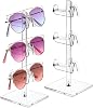 Mooca 2 Pcs Set Acrylic 3 Tier Eyeglasses Frame Riser Display Stand, Sunglasses Rack, Sunglasses Rack Holder, Acrylic Eyewear Display, Glasses Holder Stand, 3 Frames for Each Holder