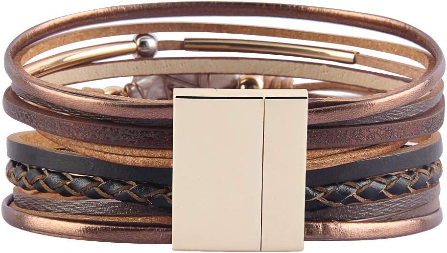 GelConnie Leather Cuff Bracelet Baroque Pearl Wrap Bracelet Gorgeous Gold Tube Bangle Boho Bracelet Bohemian Wristband Jewelry Gift for Women Wife - Image 5