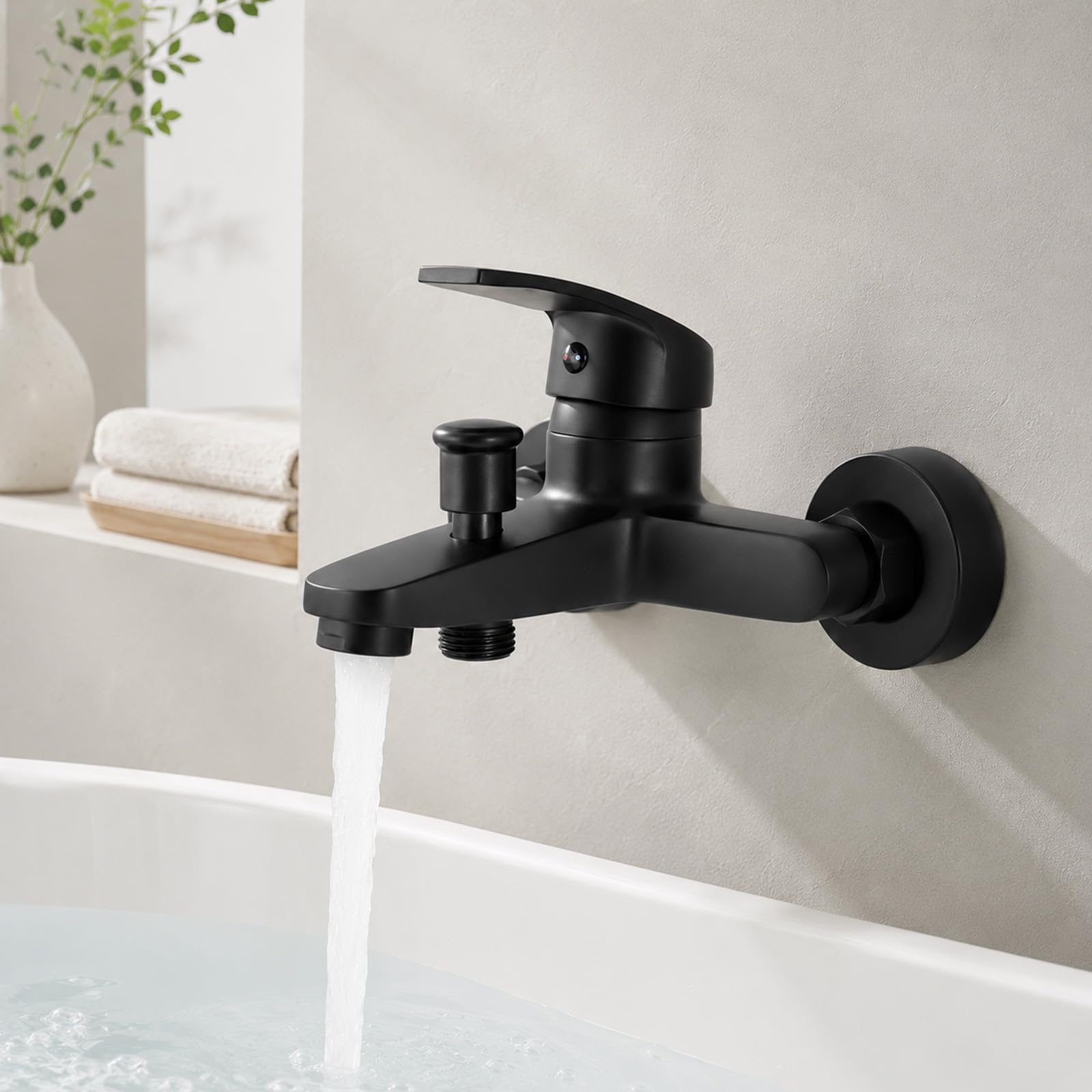 XTDMJ Mitigeur de douche, mitigeur monocommande en saillie | Robinet de douche chromé avec bec G ½, robinet de douche avec noyau en céramique (noir)