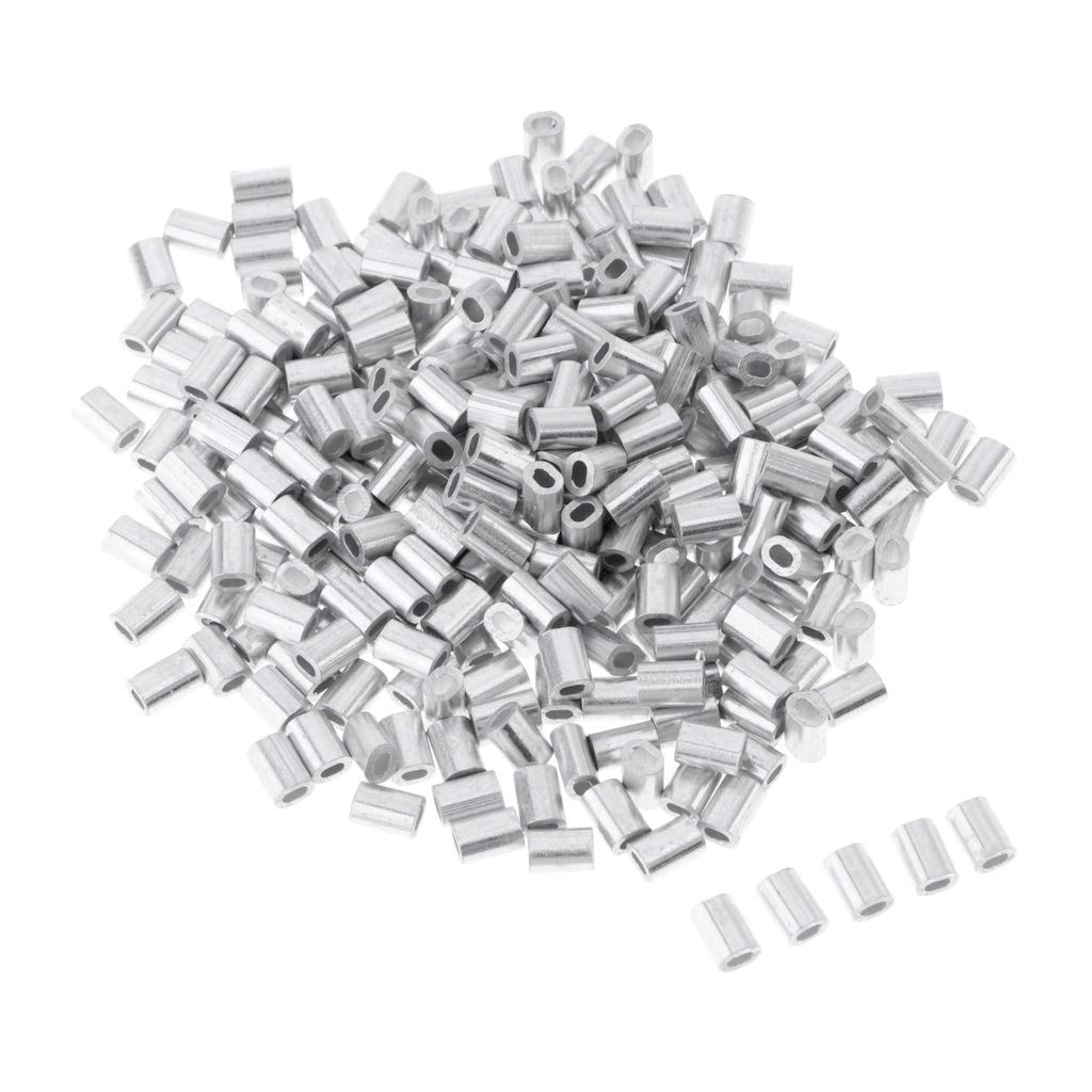 Leeadwaey Paquete de 100 piezas de aluminio para pesca con doble cañón de 0,8 mm