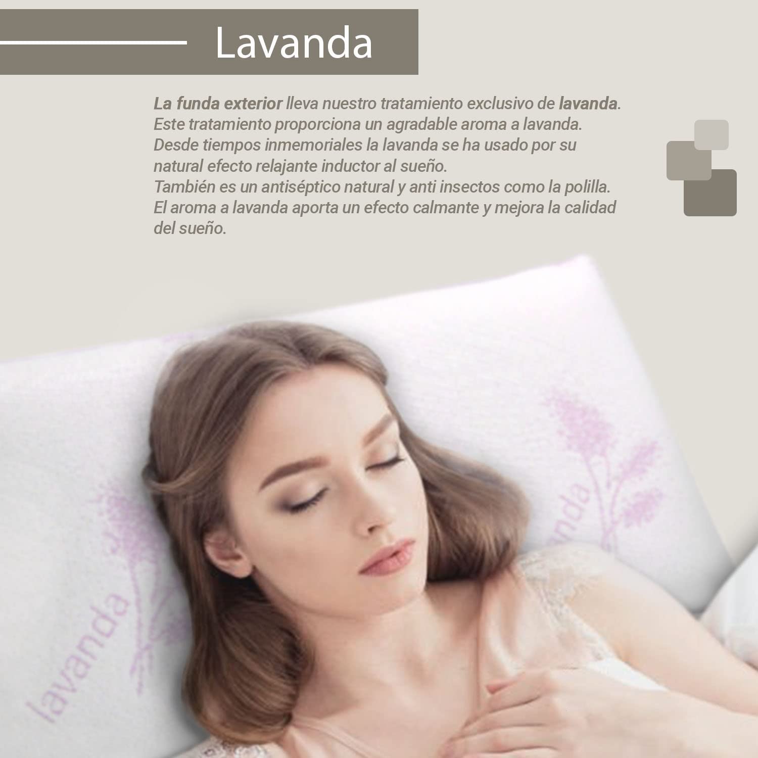 Ángel Cerdá - Almohada Viscoelástica Perfumada Lavanda - 75 x 35 x 15 cm - Confort Superior y Relajación Profunda