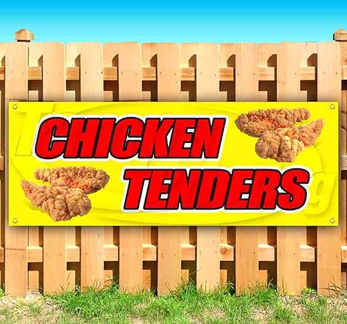 Cartel de pollo Tenders de 13 onzas, sin tela, vinilo resistente de una sola cara con ojales de metal