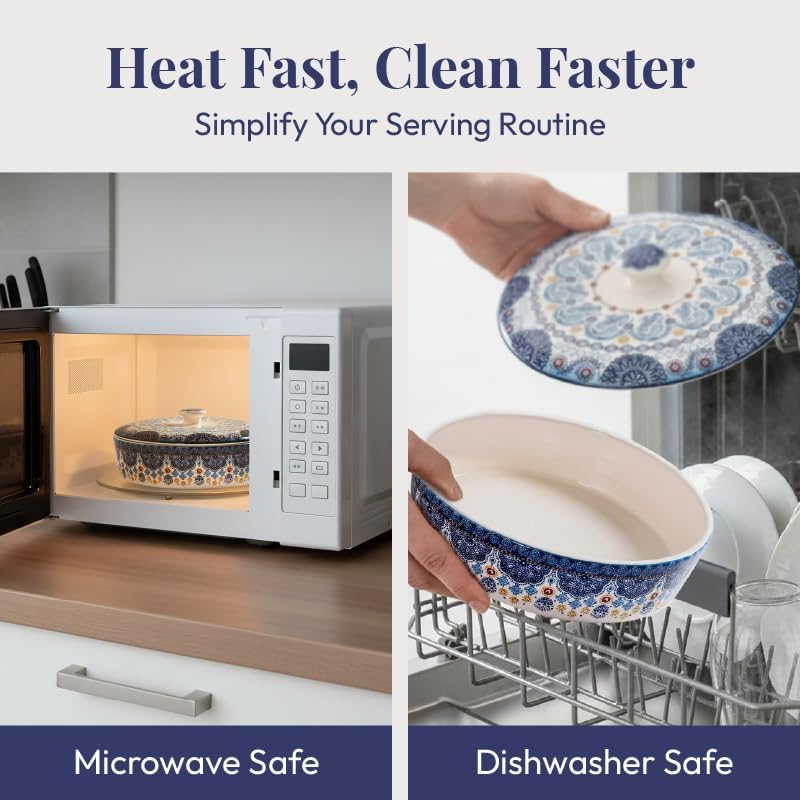 Bico Blue Talavera Ceramic Tortilla Warmer, 8.9 Inch Tortilla Holder with Lid for Taco Bread Pancake for Mexican Night and Party, Microwave and Dishwasher Safe - Image 5