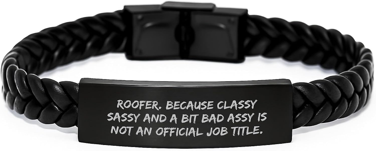 Roofer Keepsake Interlaced Leather Bracelet for Him Graduation Gift