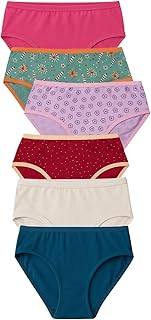 طقم ملابس داخلية كلاسيكية متوسطة الطول من القطن للنساء، مجموعة من 6 قطع من دايس، نقشات متعددة الألوان