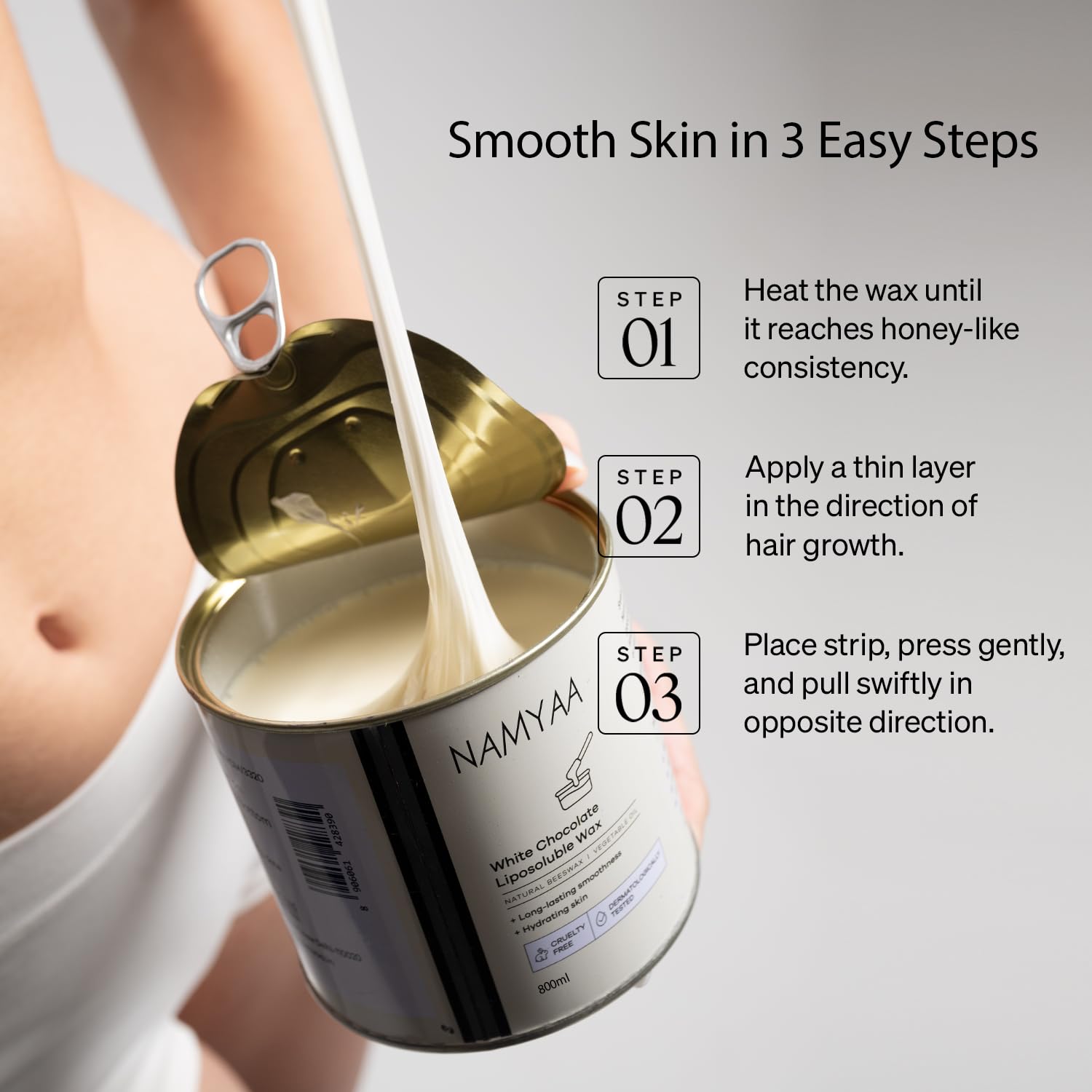Namyaa White Chocolate Liposoluble Wax 800ml Painless Hair Removal Wax For Women| Quick & Easy Tan Removal Waxing for Sensitive Skin | For Full Body, Arms, Legs, Underarms | 800ml, Pack of 1 4