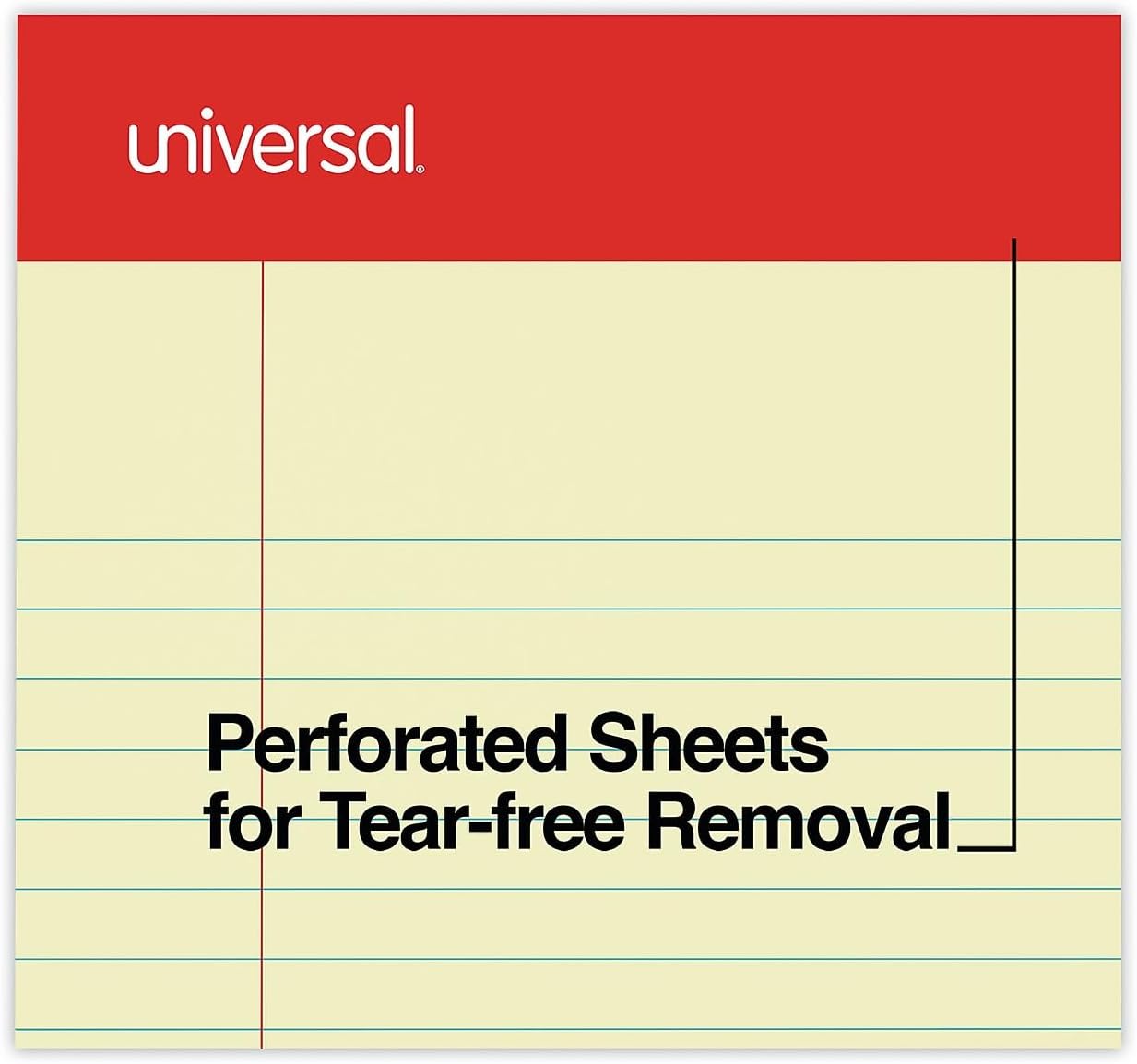 Universal 46200 Perforated Edge Writing Pad, Narrow Rule, 5 x 8, Canary, 50 Sheet, Dozen
