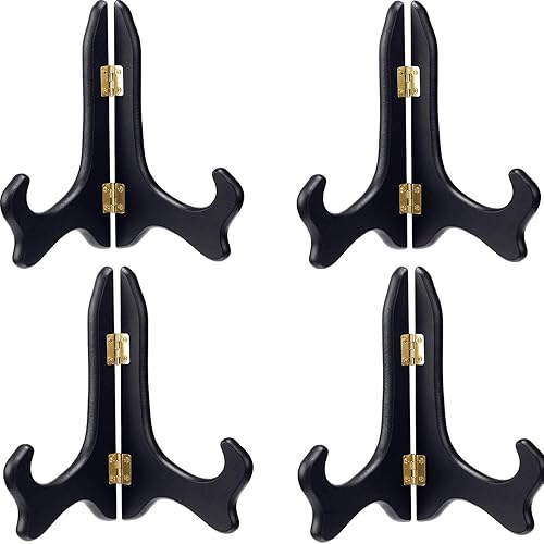 VERNUOS 4 soportes de madera de 6 pulgadas, soporte para platos con caballetes, marco de fotos para decoración de bodas, fiestas de cumpleaños y