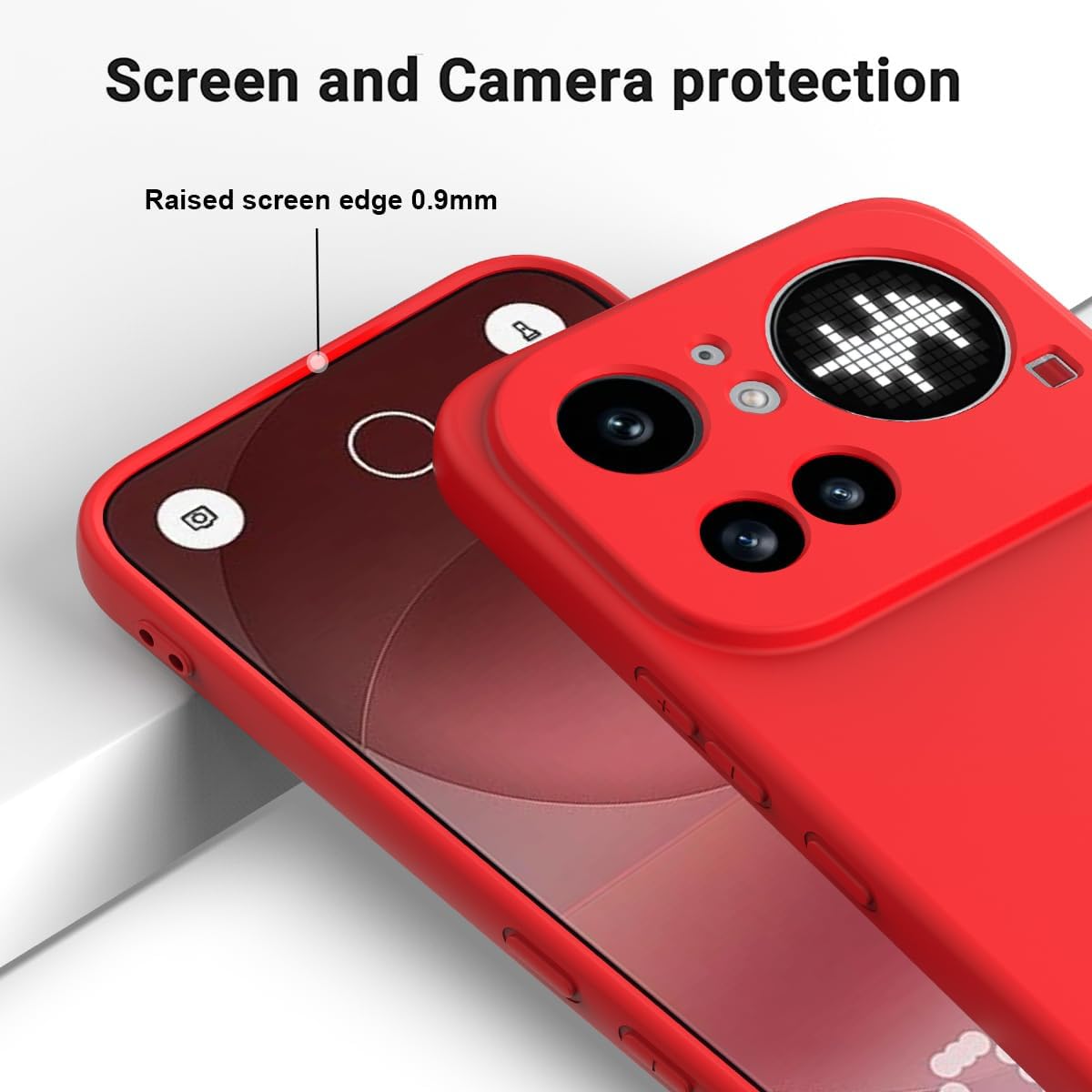 ZORSOME Compatible with Nothing Phone 4A Pro Phone Case W Wrist Band, Thin Slim Liquid Silicone Soft Rubber Gel TPU Full Camera Protection Bumper Pure Color Simple Cover,Red