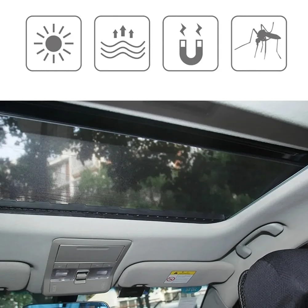 Rete parasole per tetto apribile per auto, rete traspirante, anti-insetti, copertura isolante termica per auto, camion, SUV, riduzione dell'abbagliamento, protezione per la privacy, 95 x