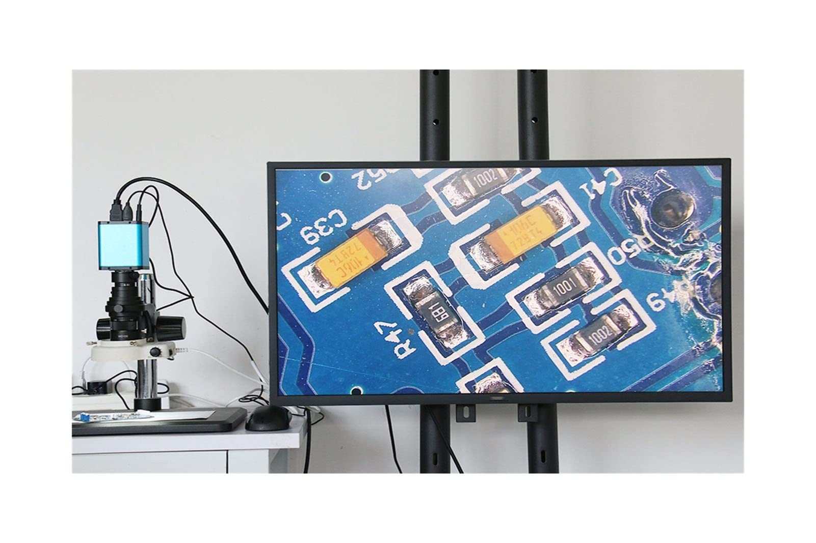 Cámara Digital para microscopios Cámara Industrial de 2MP 180X con Pantalla de 10.1 Pulgadas, 108 0p HD, Enfoque automático, sin demora, sin frotis