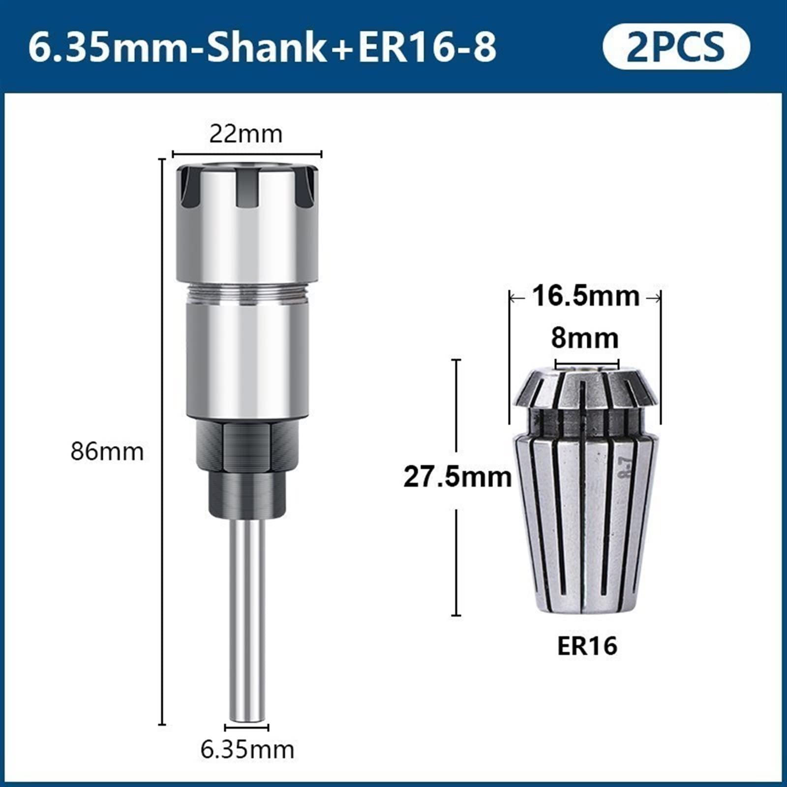 Wood Holder 1/4 Shank Wood Bit Extension Rod ER16 ER20 Collet Chuck Set 1Pcs(Type 3)
