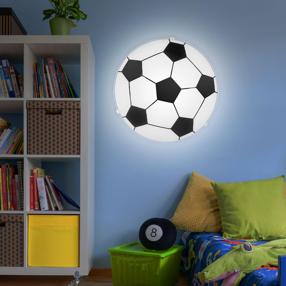 Kinder Decken Lampe DIMMBAR Fußball Glas Leuchte FERNBEDIENUNG im Set inkl. RGB LED Leuchtmittel