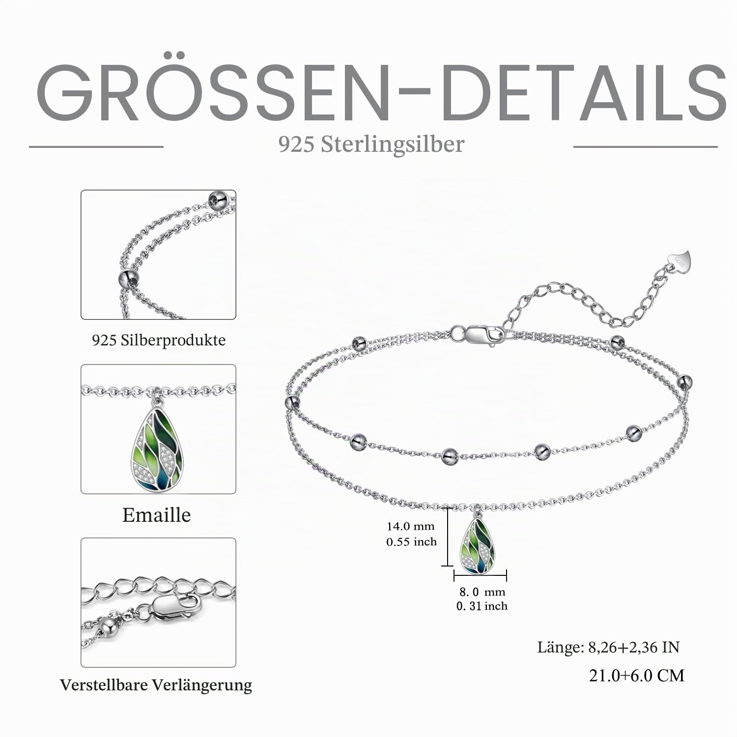 POPLYKE Meeresschildkröte Fußkettchen für Damen 925 Sterling Silber Mondstein Knöchel Armband Mädchen Doppelschichtige Kette Mondstein Geschenke Sommer Strand Schmuck