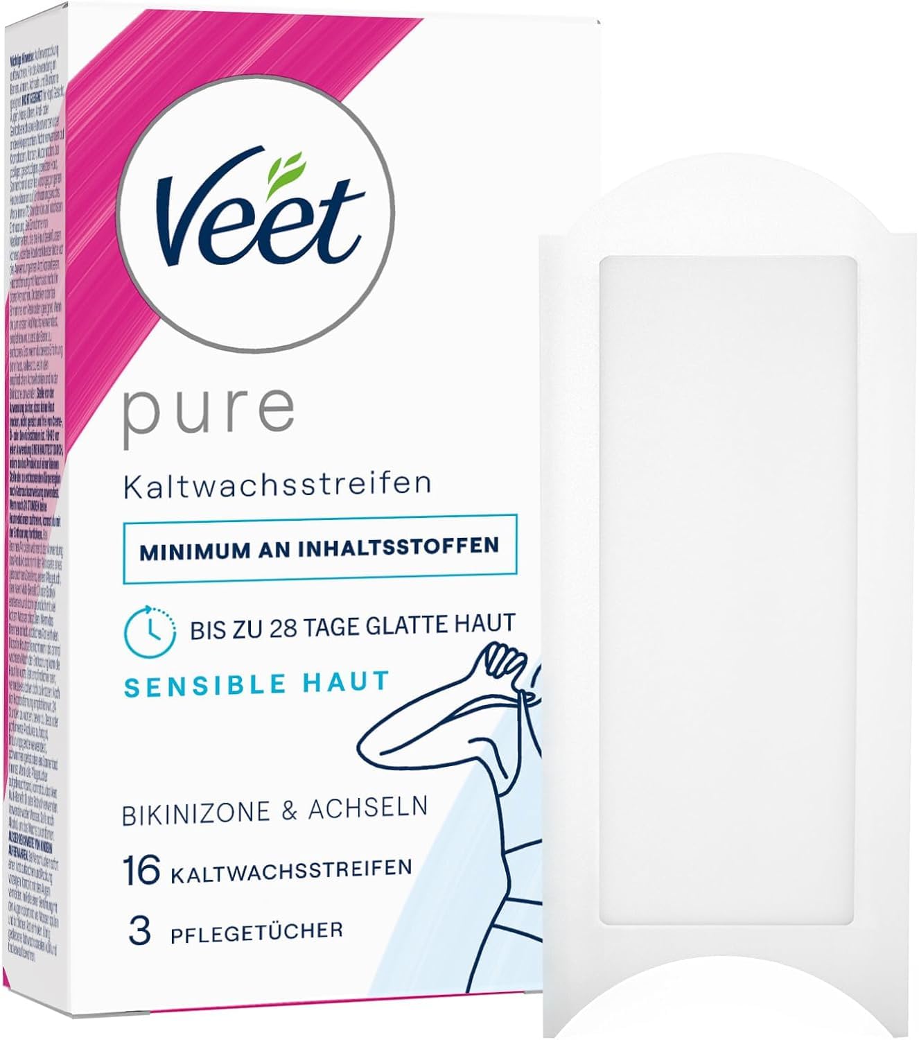 Kaltwachsstreifen 6er Pack Bikini und Achseln für einfache Haarentfernung auch bei sehr kurzen Haaren Veet Kaltwachsstreifen Bikini & Achseln 6x16 Stück