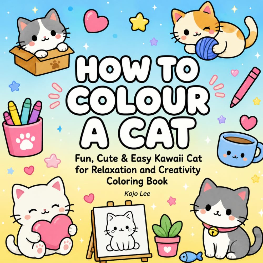 How to Colour A Cat Colouring Book: Fun, Cute & Easy Kawaii Cat for Creativity | For Kids, Toddlers and Preschoolers