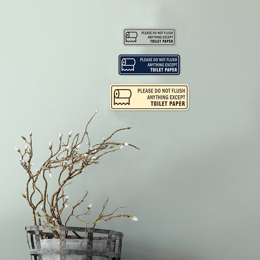 Toiletten-Schild 'Please Do Not Flush Anything Except Toilet Paper' In Gebürstetem Gold, 2 Stück, Selbstklebend