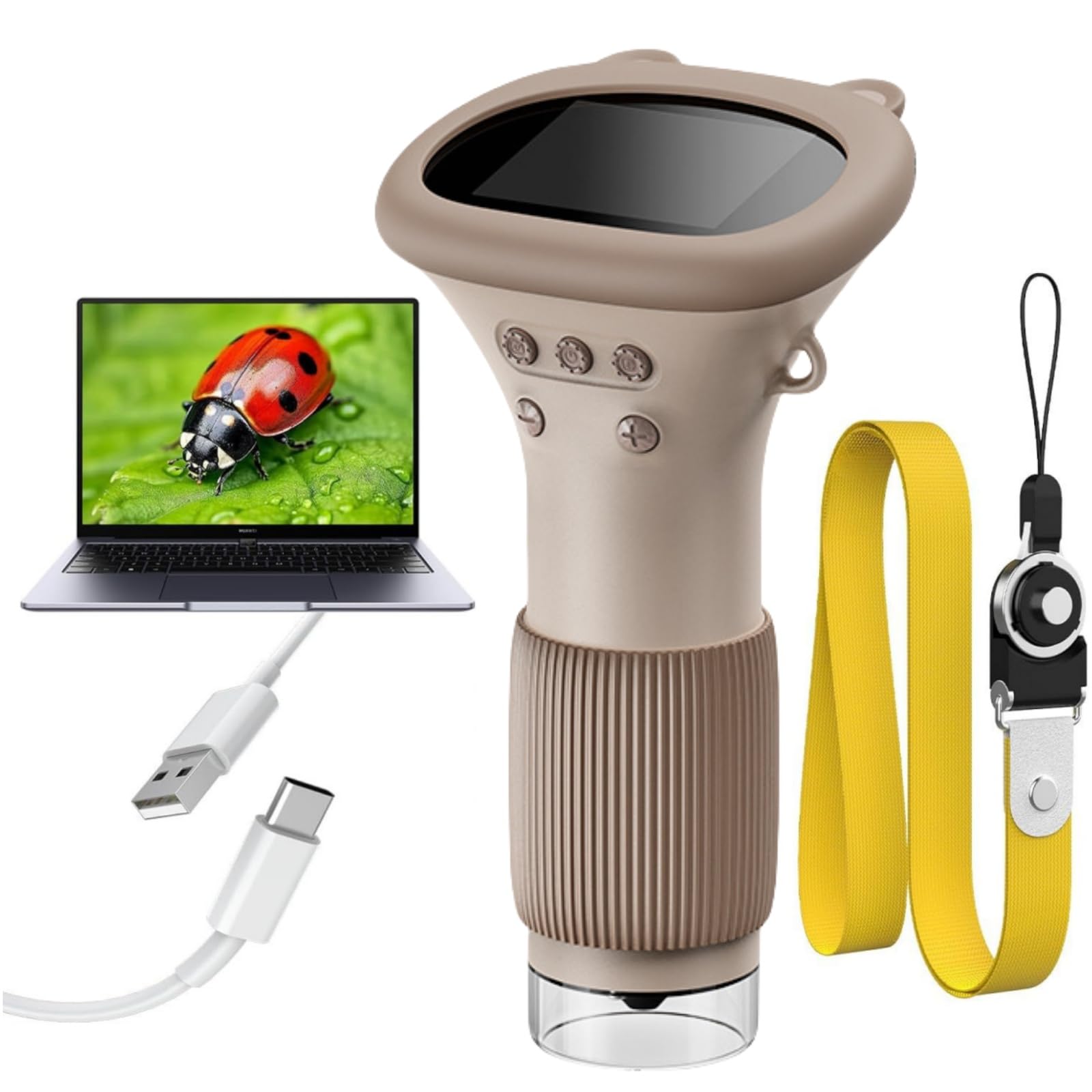 Lemoni Explorer - Digitaler Mikroskop Digitales Mikroskop für Kinder, 2,0'' IPS-Bildschirm, USB Mikroskop mit LED-Lichtern, ideal für PC-Anschluss und Outdoor-Nutzung ab 3 Jahren