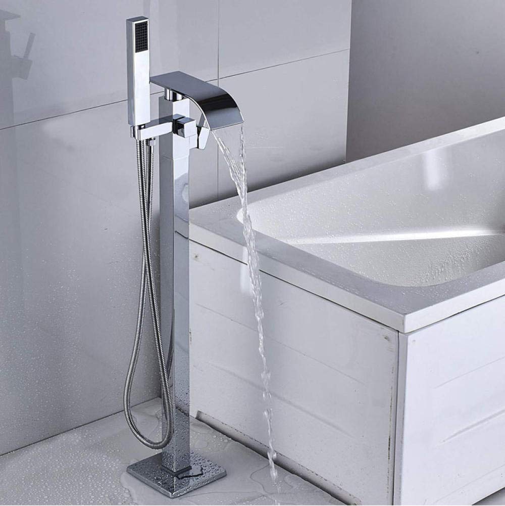 SBCGFY Waterfall Bath Shower Faucet Floor Mounted Bathtub Mixer Faucet With Handshower Freestanding Clawfoot Tub Sink Tap