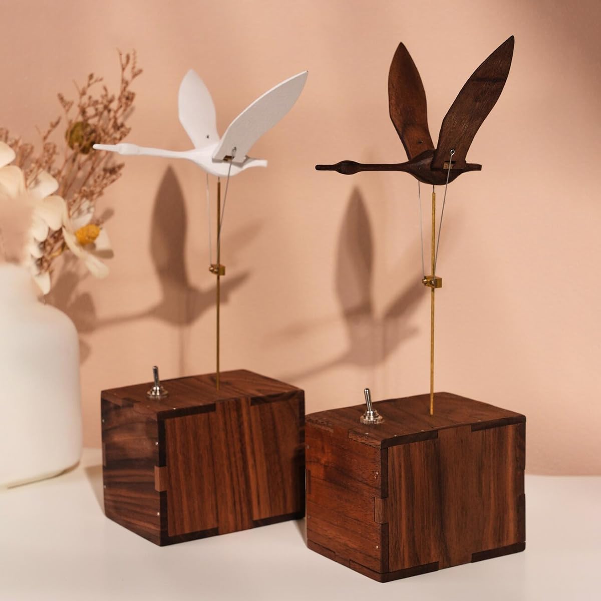 Carillon 3D in legno fatto a mano a forma di cigno volante, modello dinamico con sistema di movimento, noce naturale, decorazione unica per casa e ufficio, regali creativi