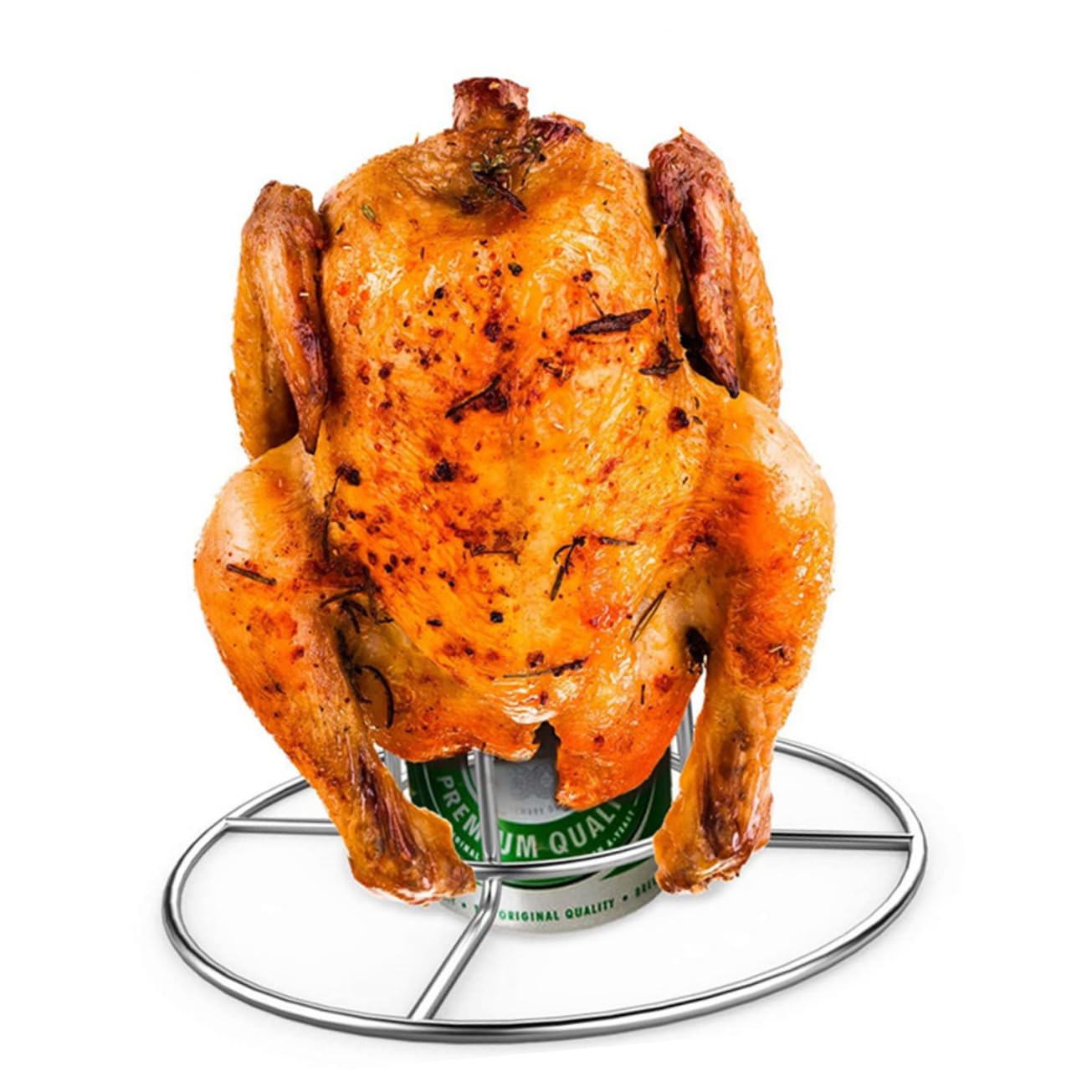 Abaodam 2 Set Portabirra Cremagliera Griglia per Cosce di Pollo per Griglia Portatile alla Griglia Porlo di Pollo per Barbecue Porta di Pollo in Acciaio Inossidabile Argento 2 Pezzi*2